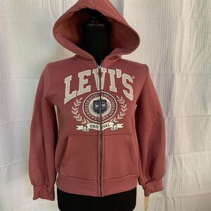 Levi's Girls Large Hoodie Dusty Pink‎ Zip Up